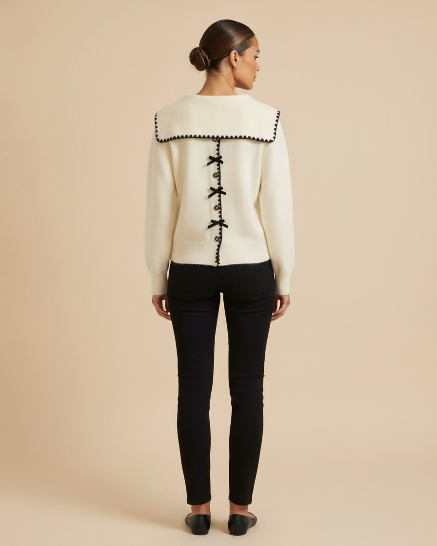 bow button knitted cardigan 30600