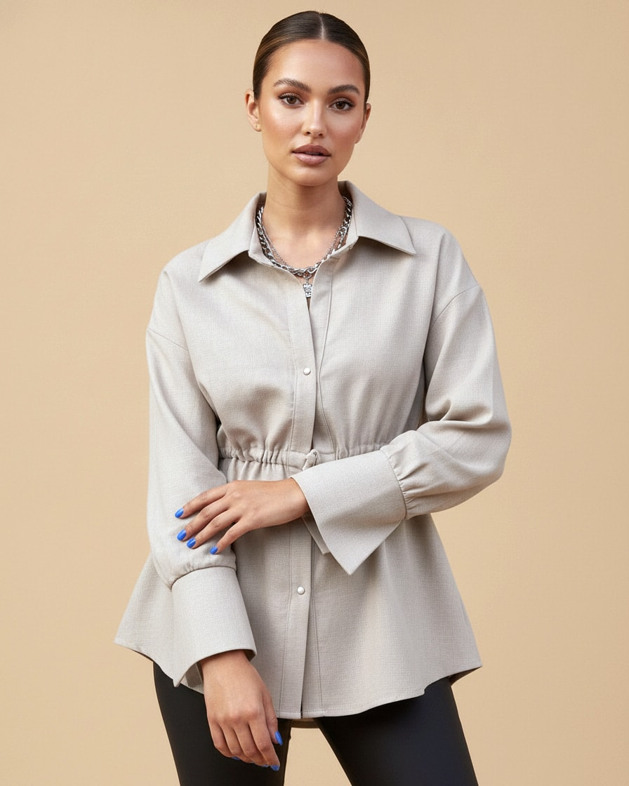 cotton linen long sleeve blouse 75520