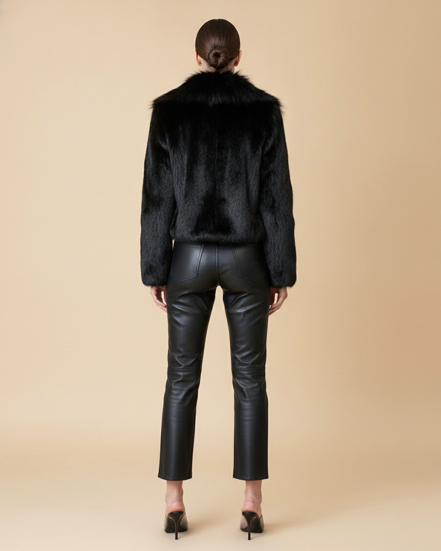 pu leather waisted slim fit trousers 25600