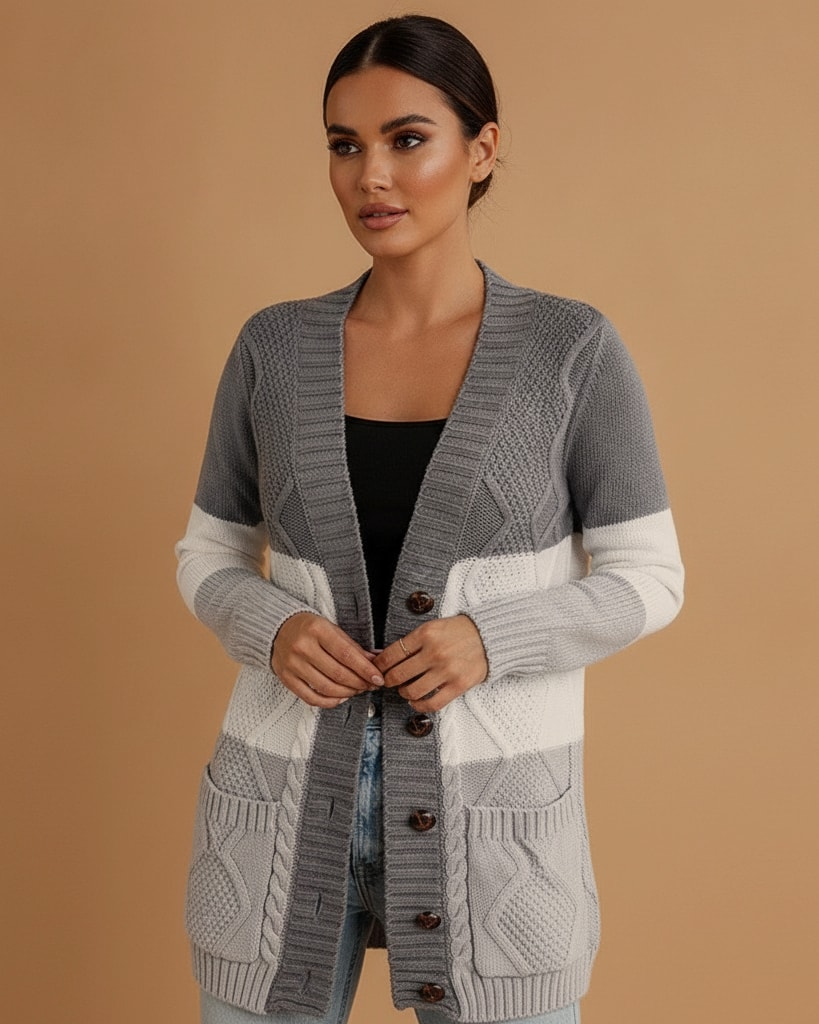 white knitted sweater cardigan buttons 81248