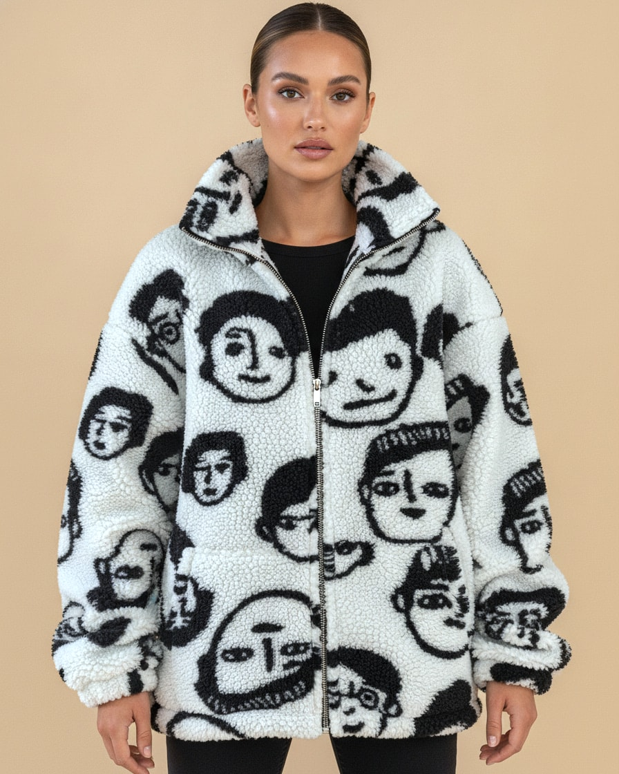 wool coat funny print coats 65856