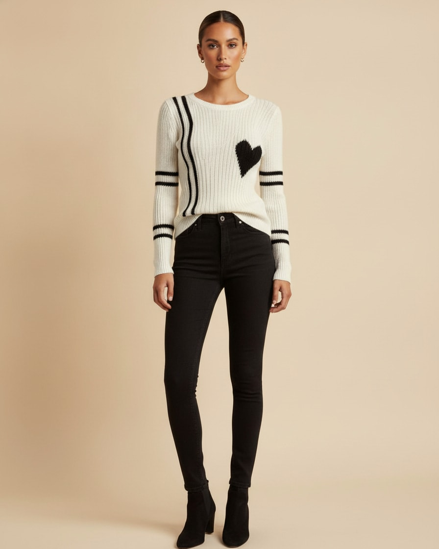 black white striped knitted long 20500
