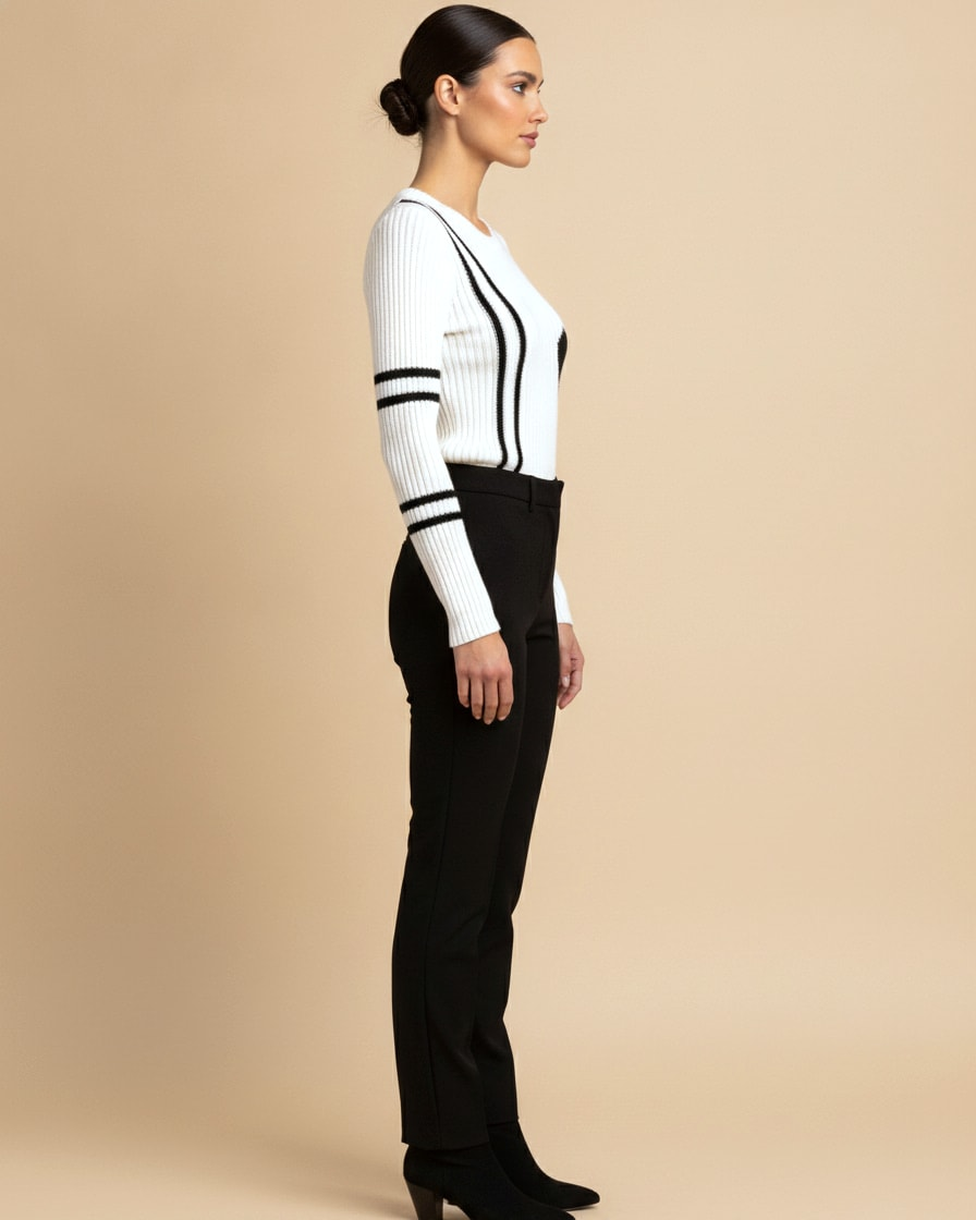 black white striped knitted long 20500