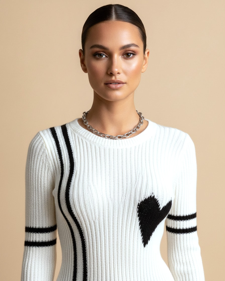 black white striped knitted long 20500