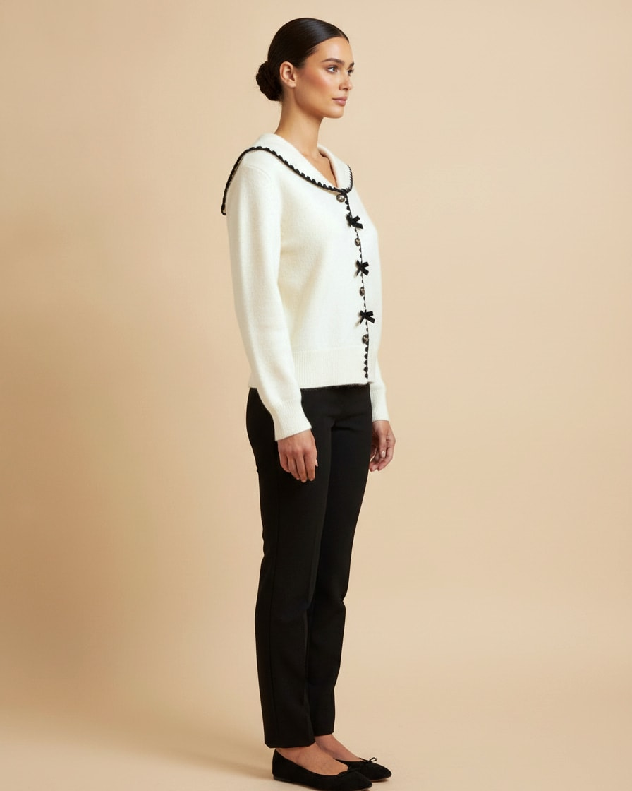 bow button knitted cardigan 30600