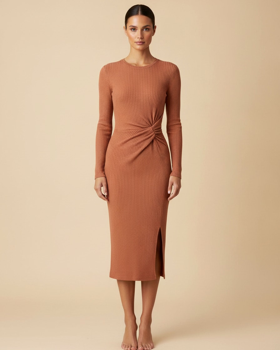 brushed knit midi skirt 26300