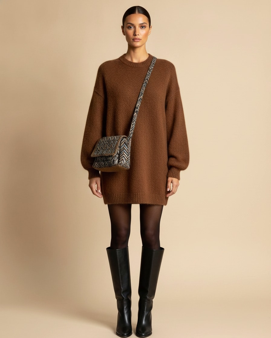 caramel colored sweater dress large 08800