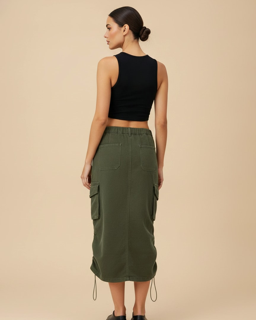 cargo long skirt waist front 95456