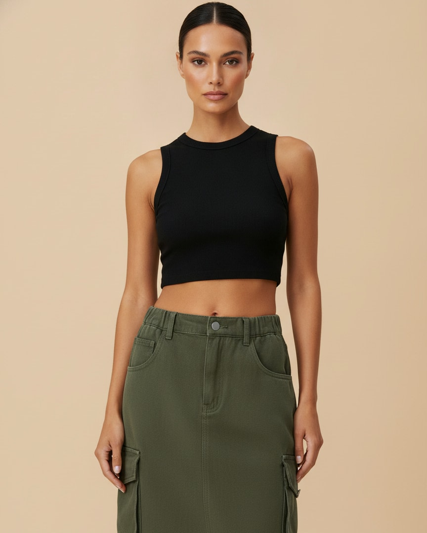 cargo long skirt waist front 95456