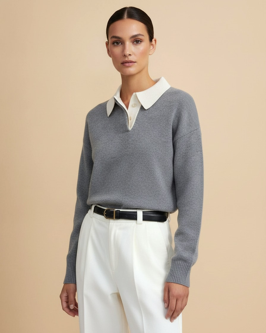 colour block polo jumper 31300