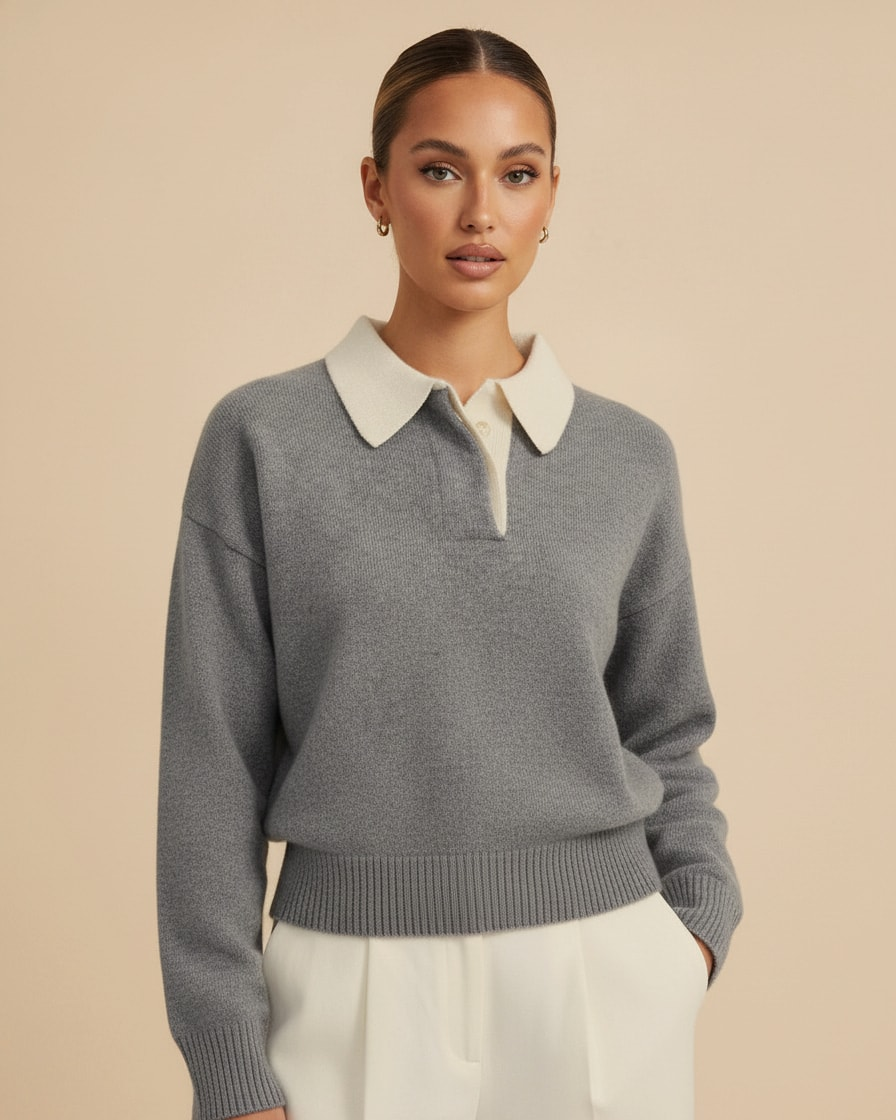 colour block polo jumper 31300
