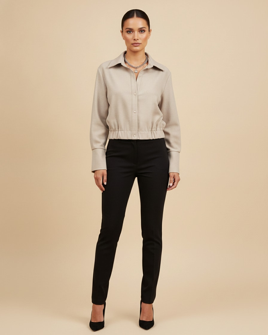 cotton linen long sleeve blouse 75520