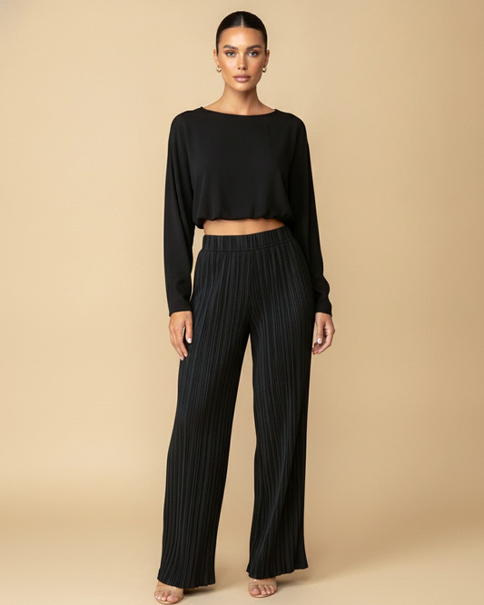 crew neck short long sleeve top 42656