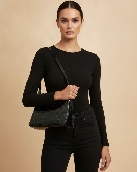 croc baguette shoulder bag