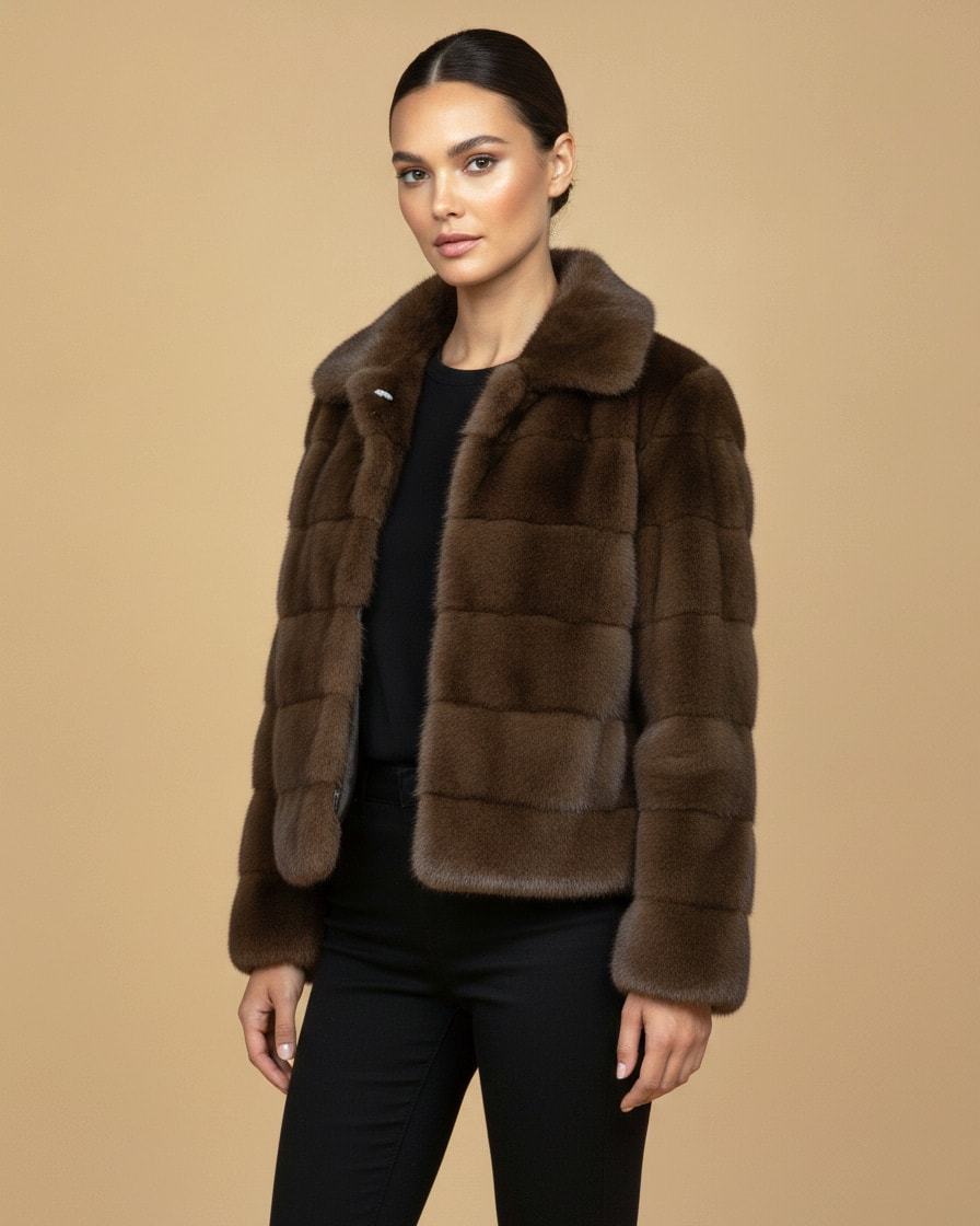 cropped faux mink fur coat 37800
