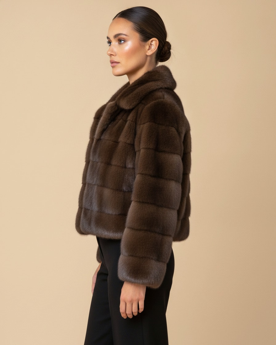 cropped faux mink fur coat 37800