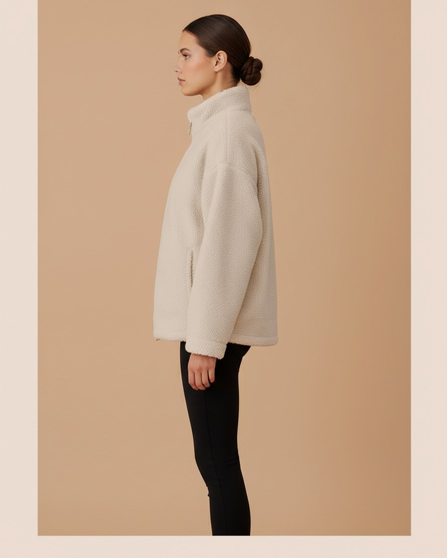 denim stitching lamb wool coat 01760