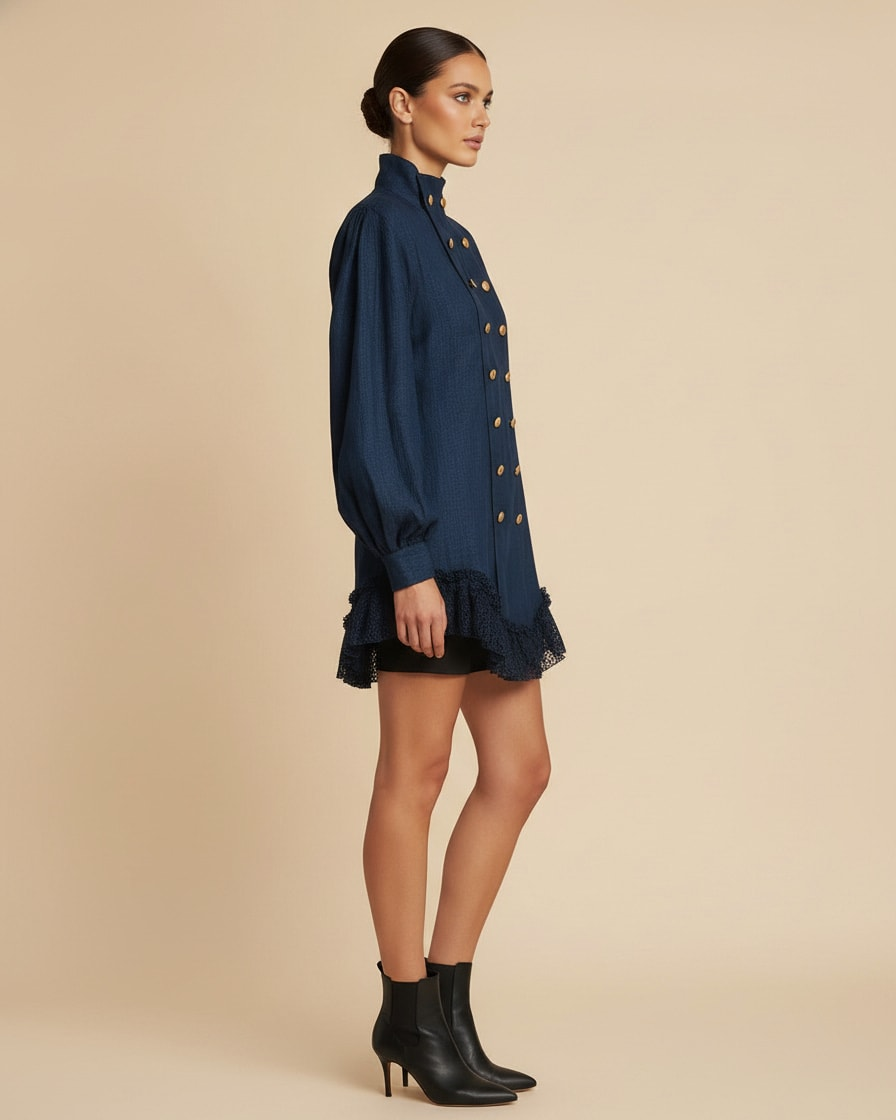 double breasted puff sleeve dress 35900