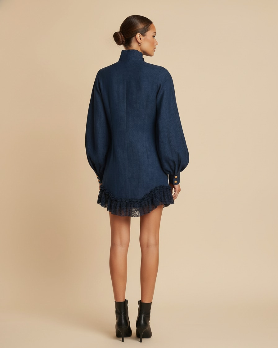 double breasted puff sleeve dress 35900