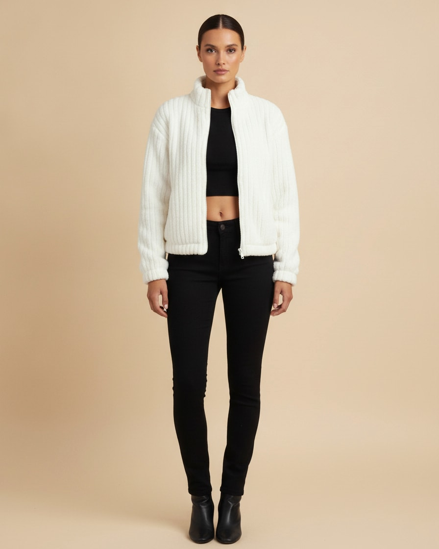 double sided zip up cardigan 03500