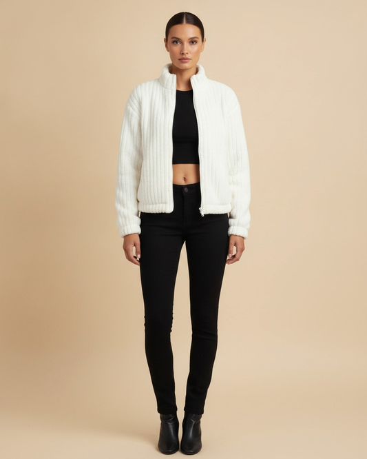 double sided zip up cardigan 03500