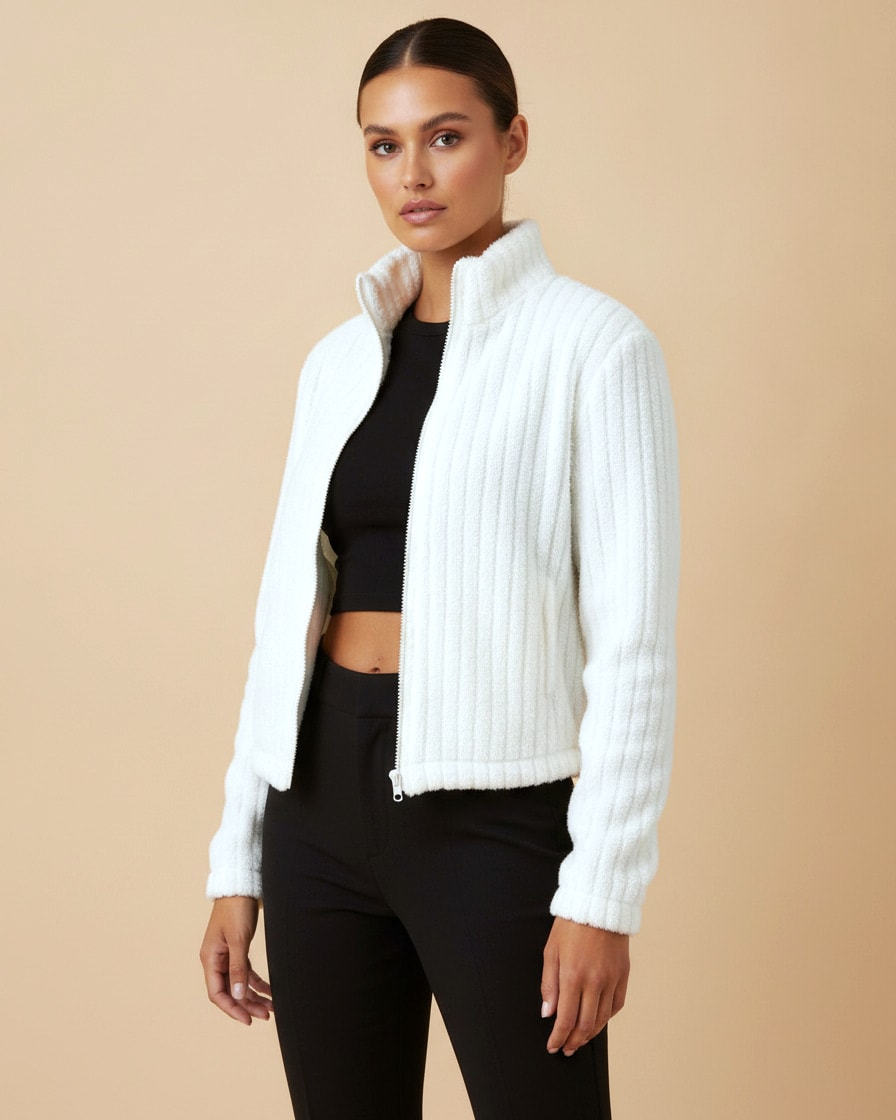 double sided zip up cardigan 03500