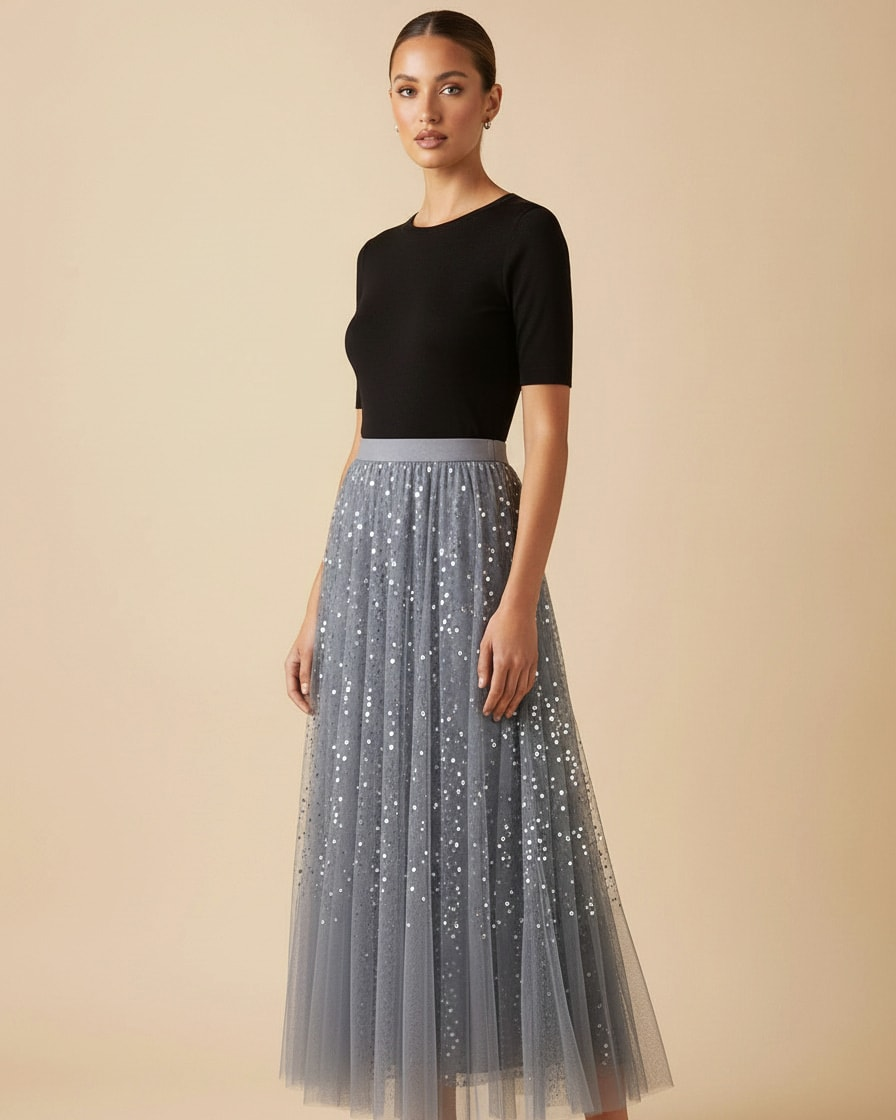 draped waisted line maxi skirt 27100