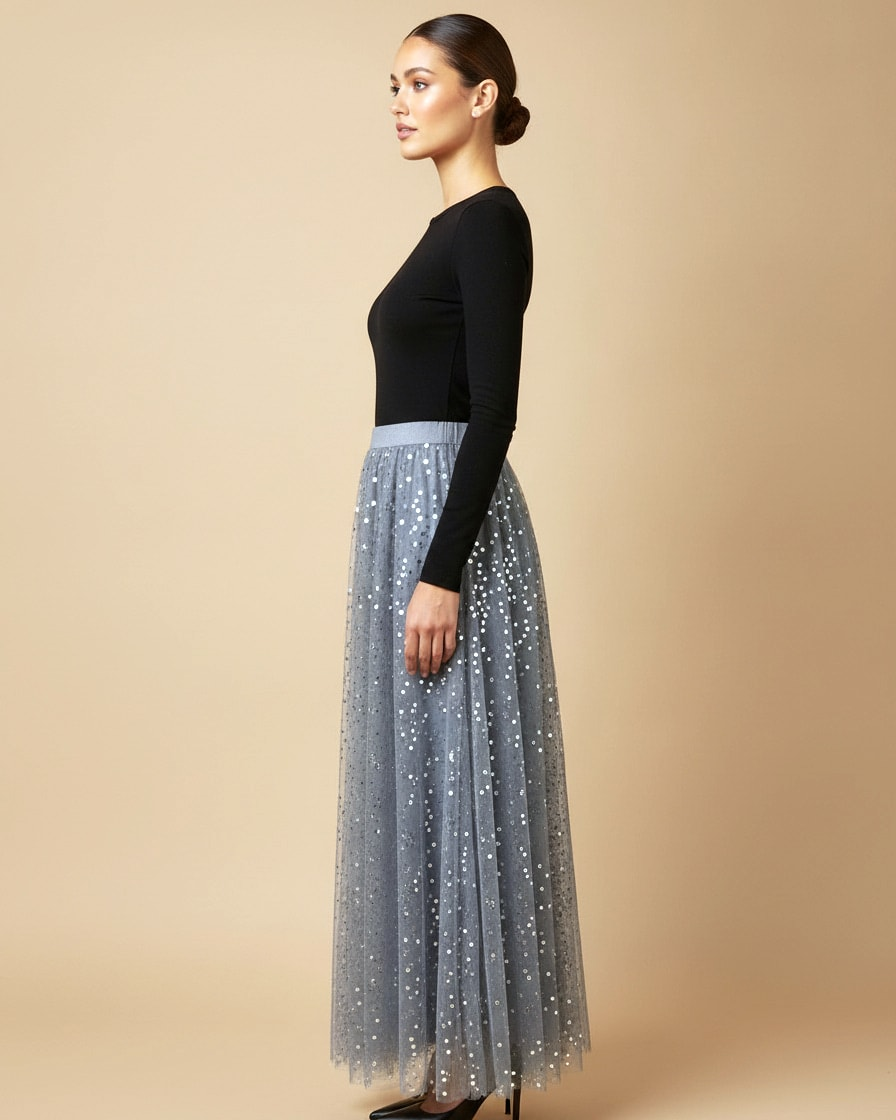 draped waisted line maxi skirt 27100