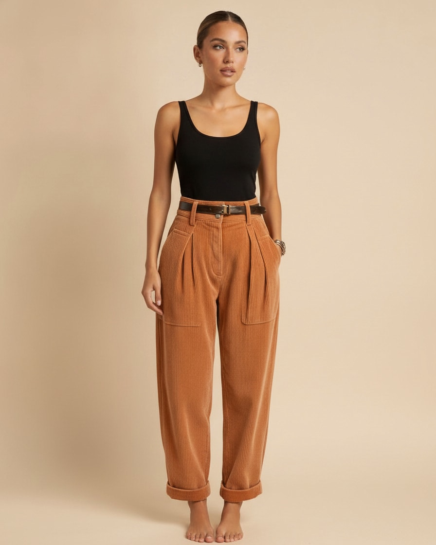 fitting straight leg waisted pants 04400