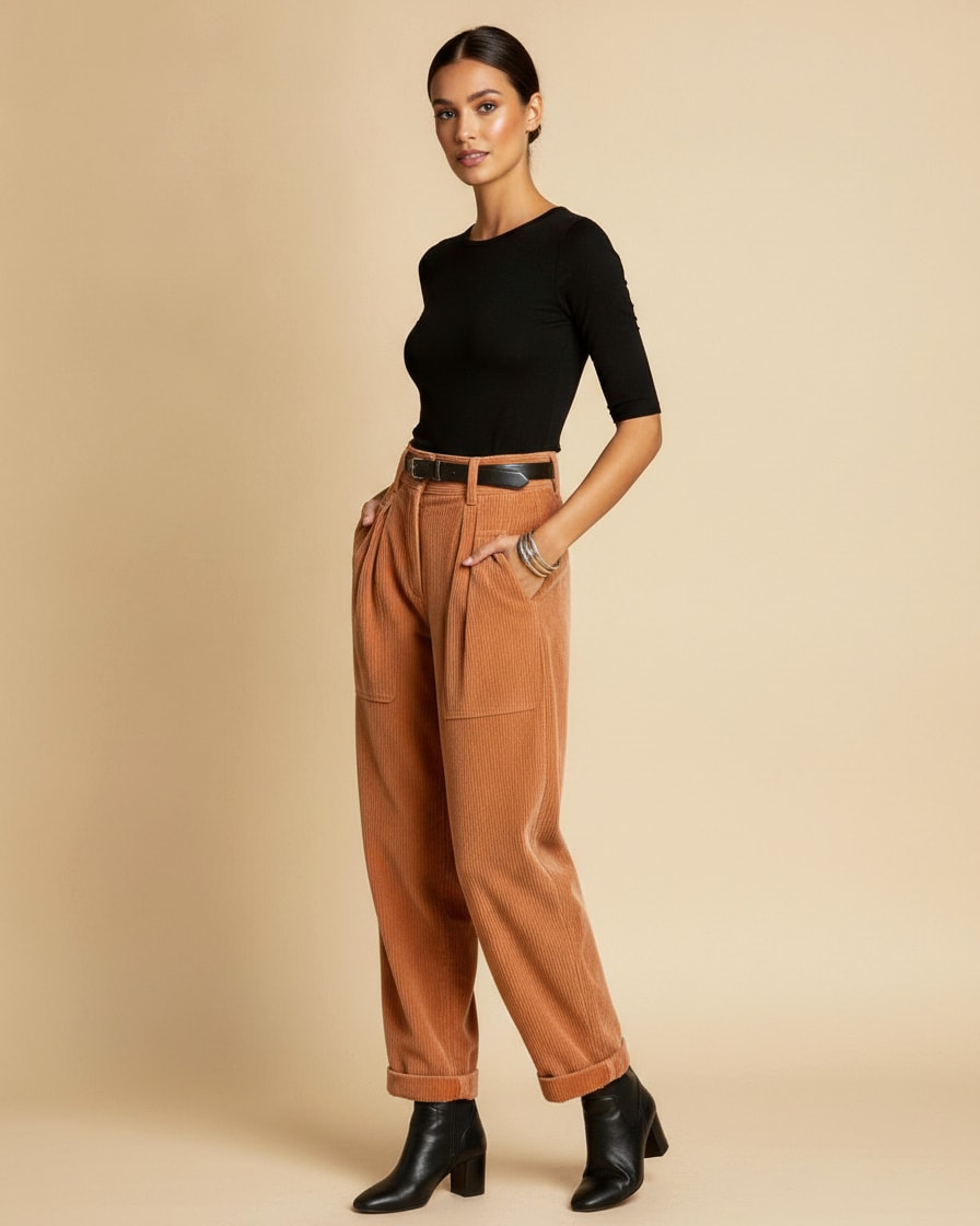 fitting straight leg waisted pants 04400