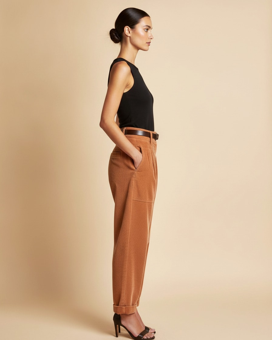 fitting straight leg waisted pants 04400