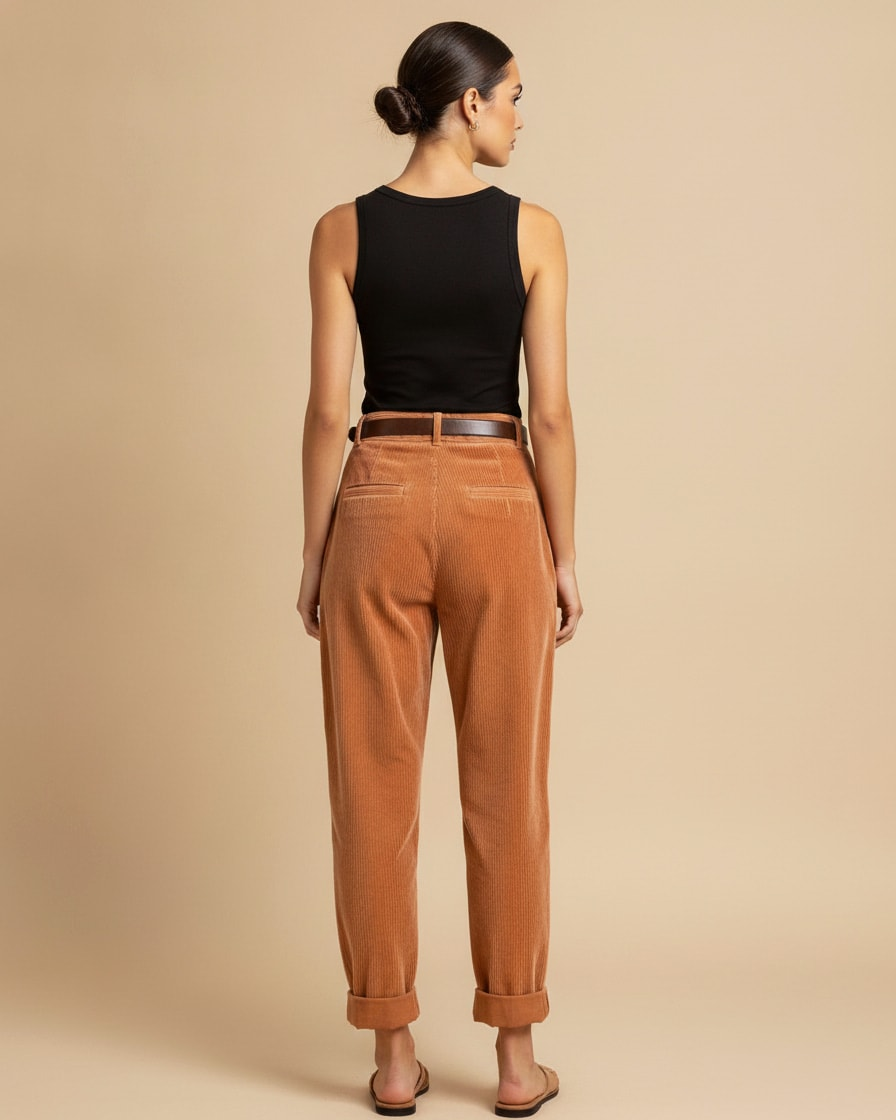 fitting straight leg waisted pants 04400