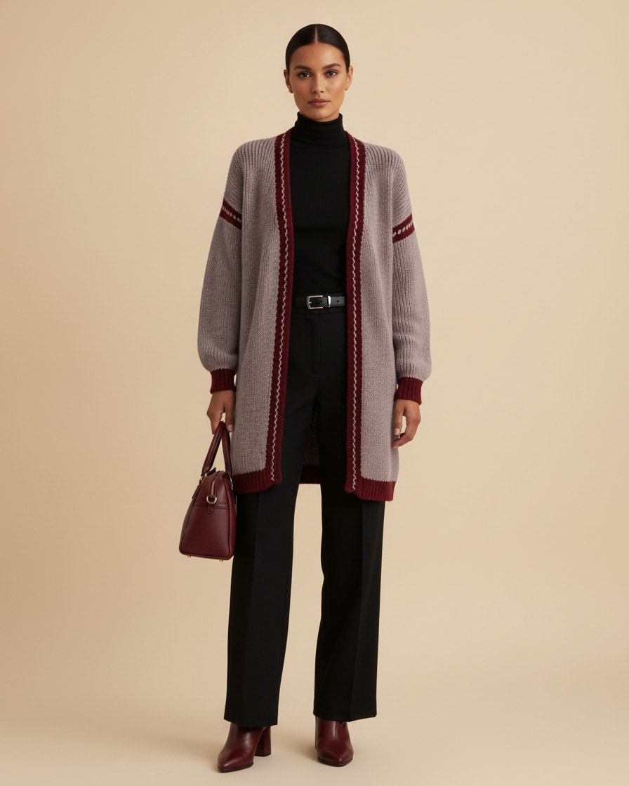 french burgundy knitted jacket bound 25400
