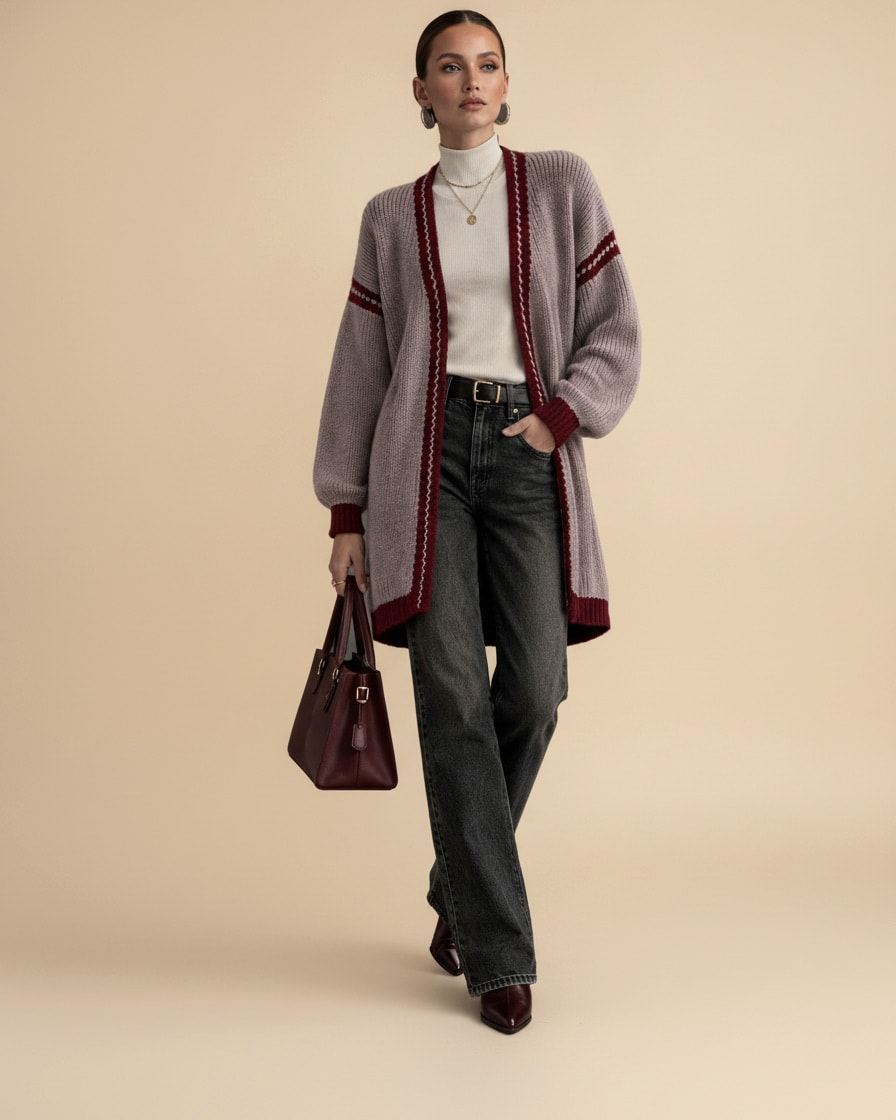 french burgundy knitted jacket bound 25400