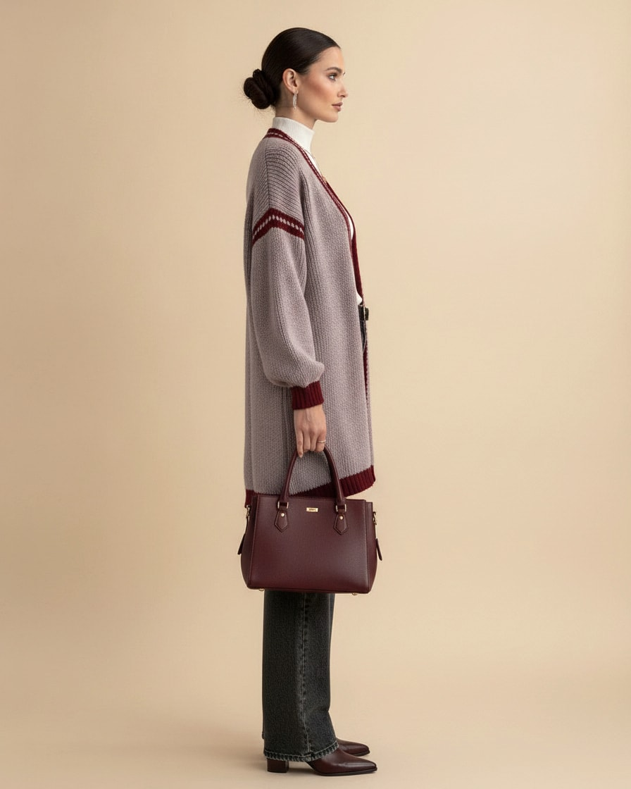 french burgundy knitted jacket bound 25400