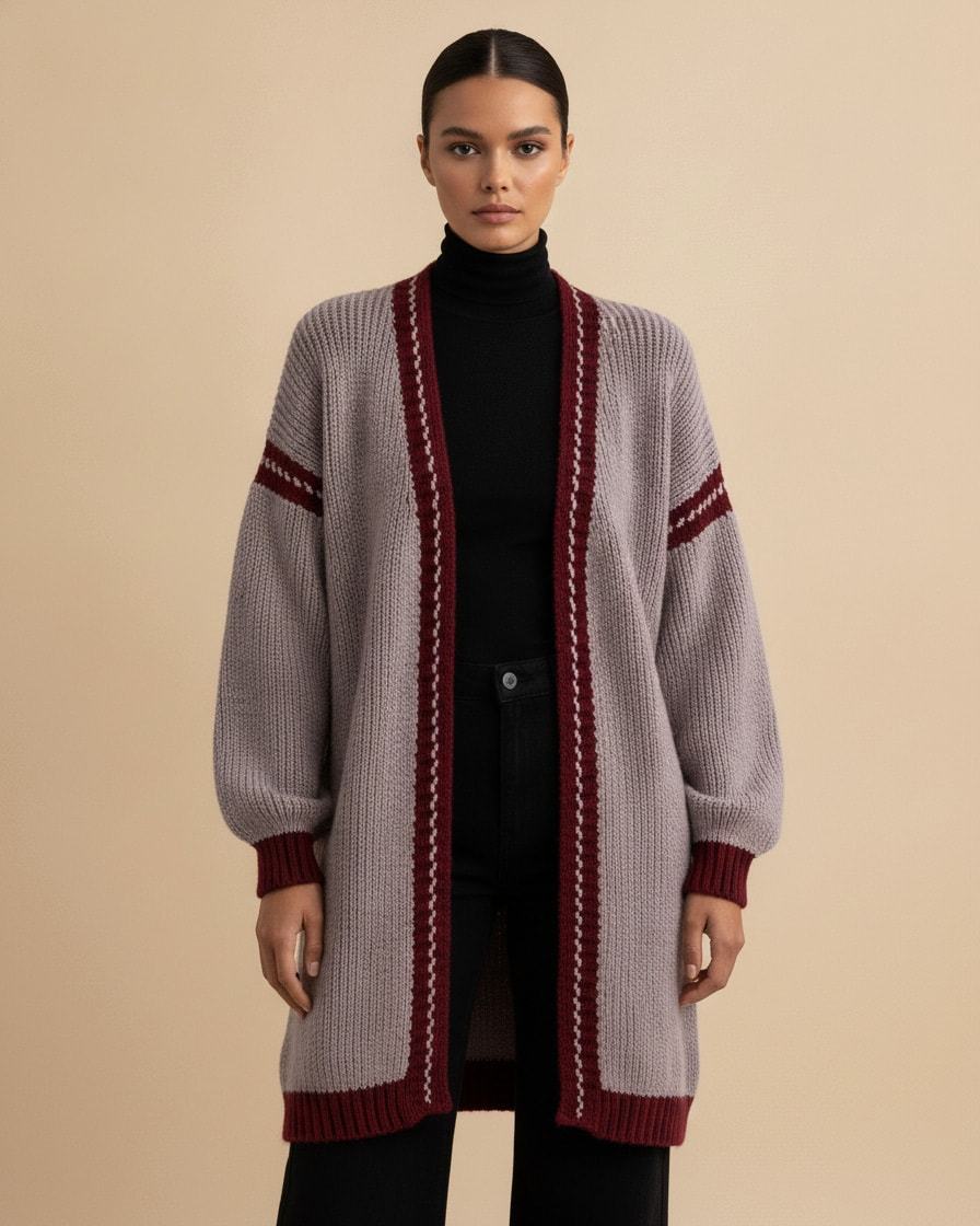 french burgundy knitted jacket bound 25400