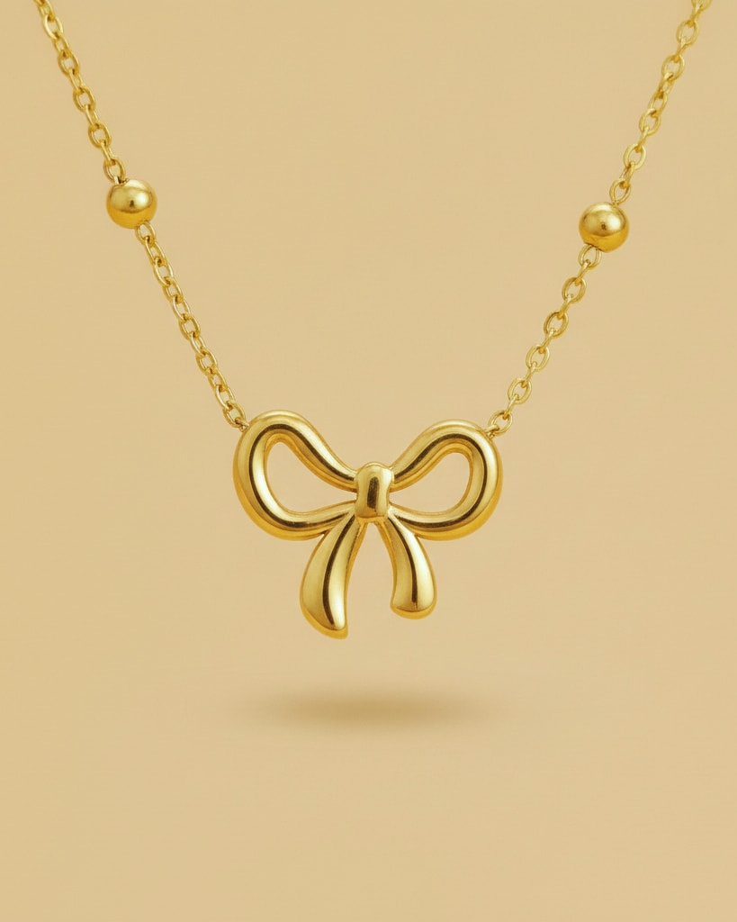 gold plated stainless steel bow jewelry 66849
