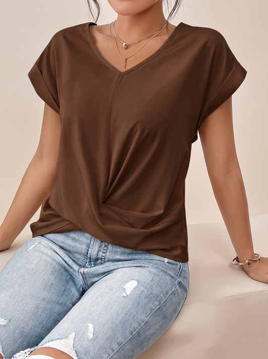 V-Neck Twist-Front Top — Velora