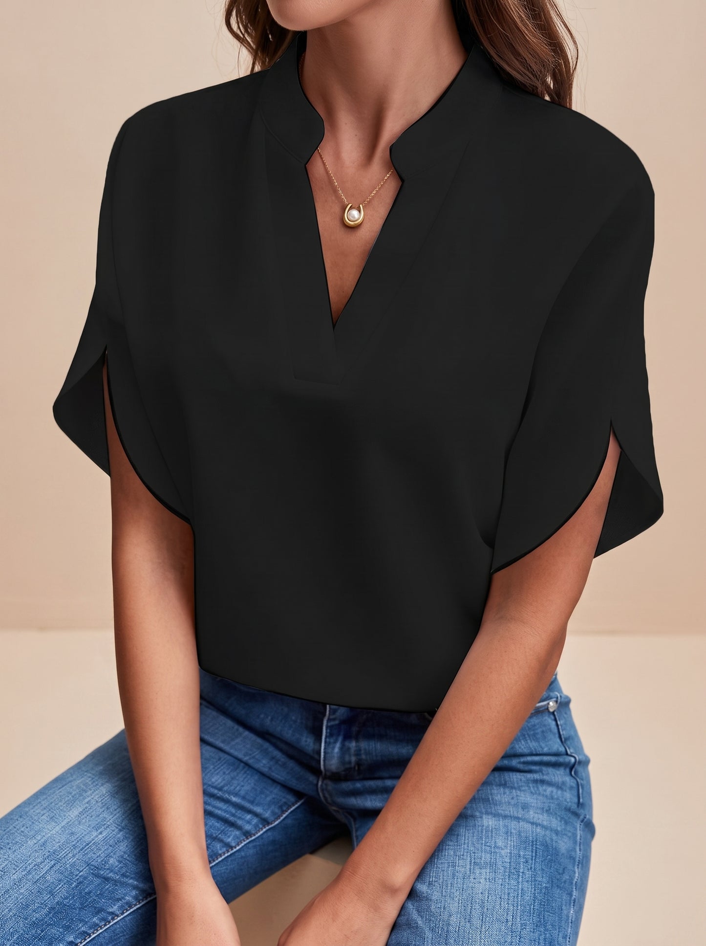 V-Neck Chiffon Blouse — Velora