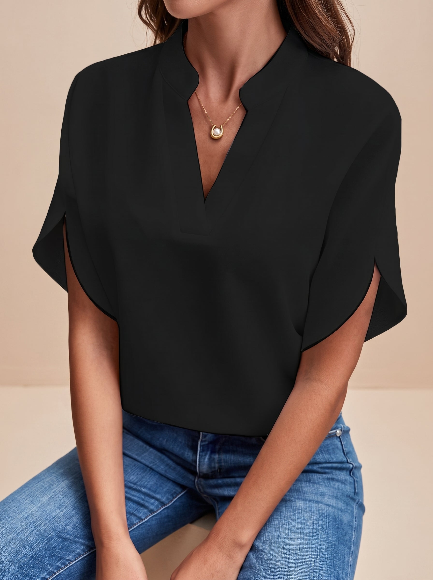 V-Neck Chiffon Blouse — Velora
