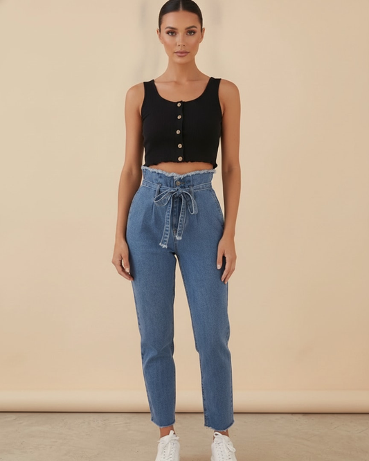 high waist paperbag jeans