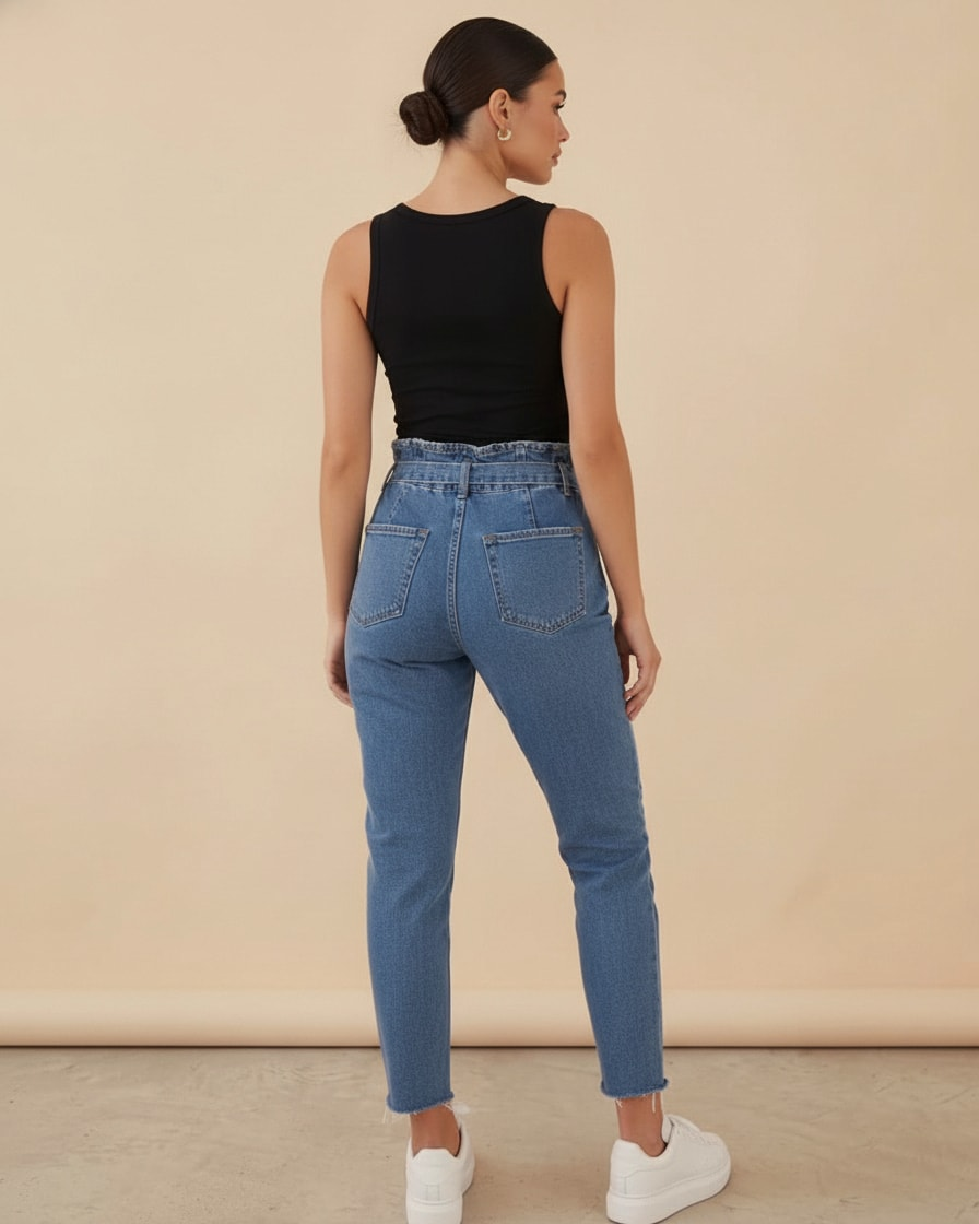 high waist paperbag jeans