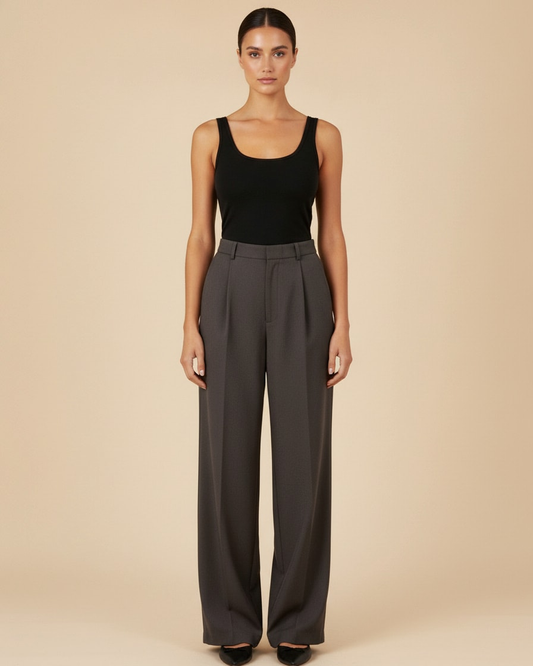 high waist wide leg trousers