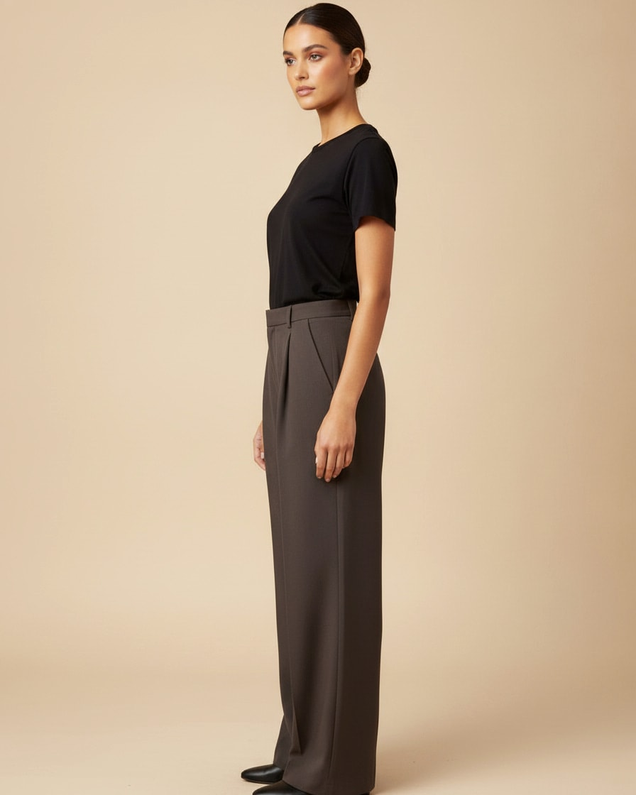 high waist wide leg trousers