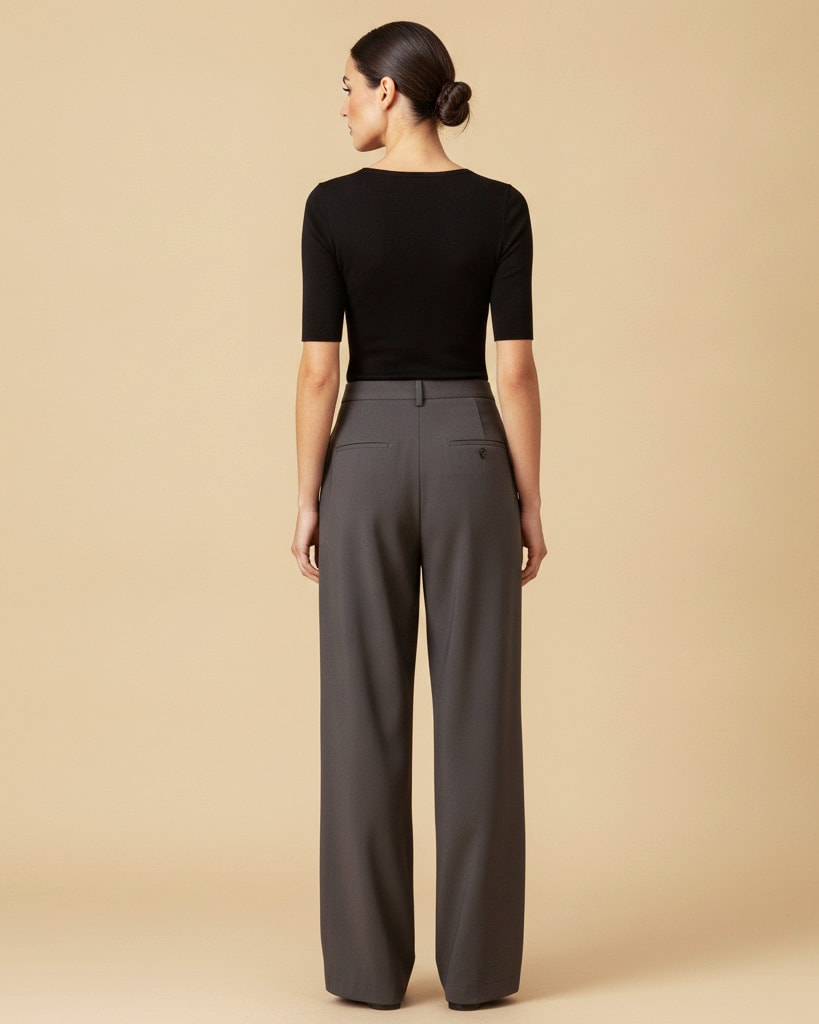 high waist wide leg trousers