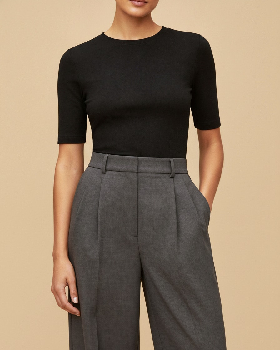 high waist wide leg trousers