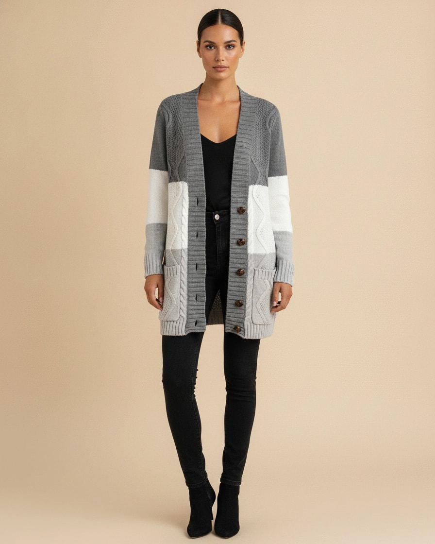 knitted sweater cardigan buttons 00672