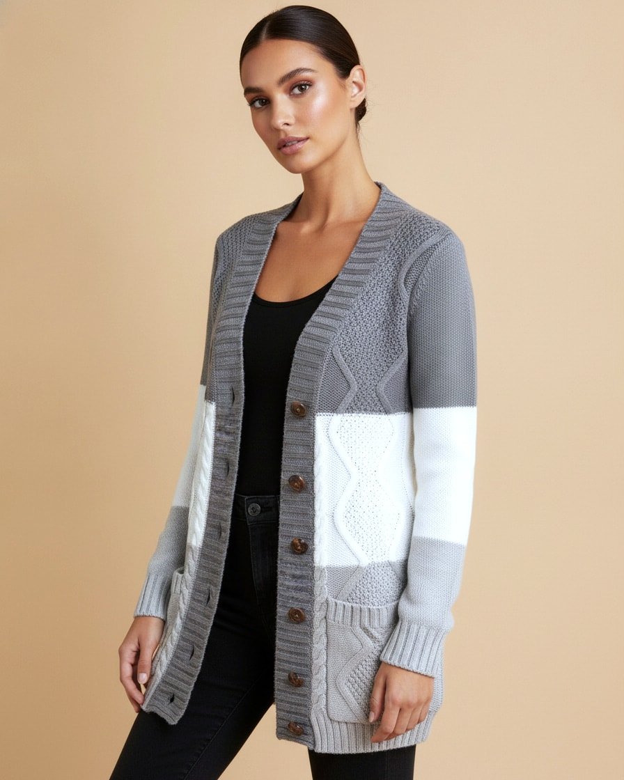 knitted sweater cardigan buttons 00672