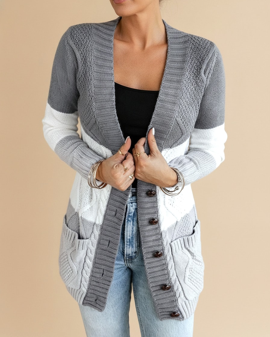 knitted sweater cardigan buttons 00672