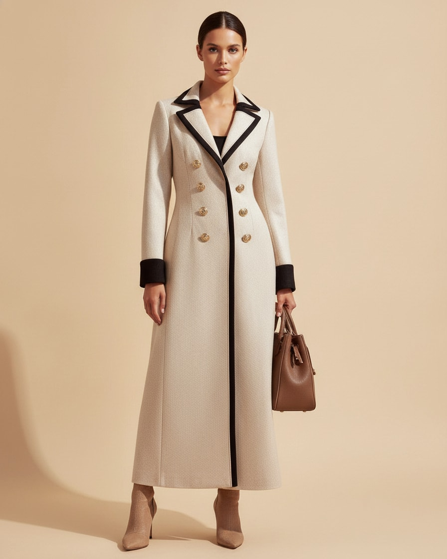 lapel collar long sleeve double dress 03200